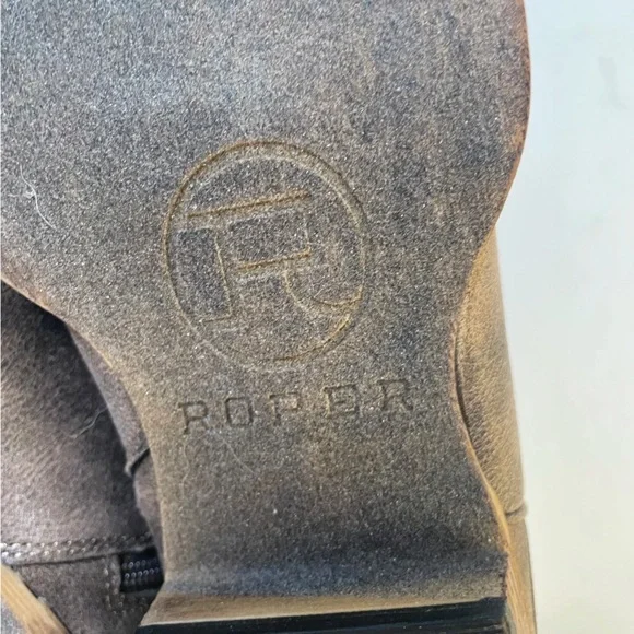 ROPERS Women’s Shorty Boot Vintage Brown Faux Leather Laser Western Design - Picture 9 of 13